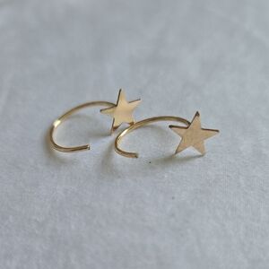 Gold Star Hoop Earrings